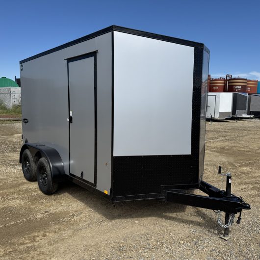 New 7×12′ Cargo Trailer, Ramp, 7.5ft Interior Height, composite exterior